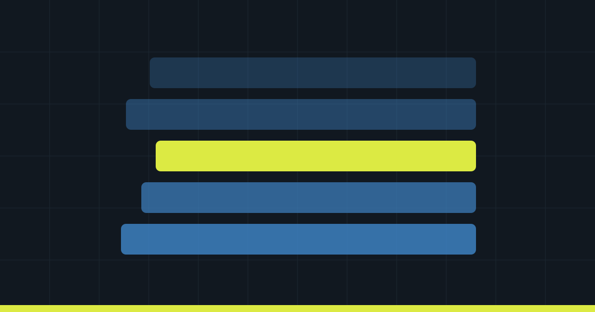 Abstract stack of five layered horizontal bars in Commerce Beacon blue